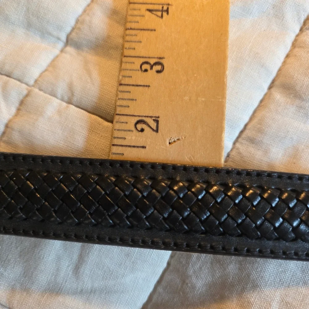 Braided Leather Belt Mens 38 Black Good Western Silver Hardware 65803